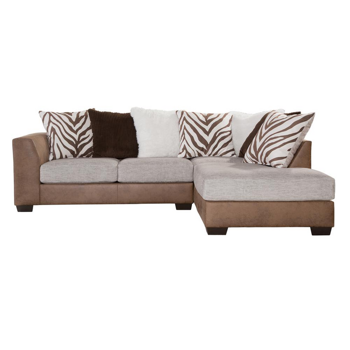 Boho Aesthetic Square Arm Brown and White Modern Mid Century Two Piece Sectional Sofa | Biophilic Design Airbnb Decor Furniture 
