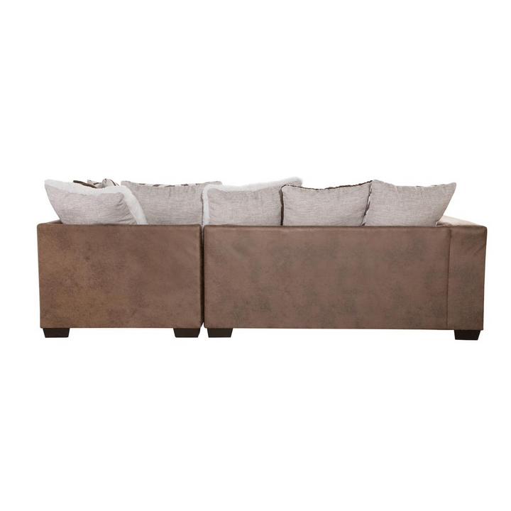Boho Aesthetic Square Arm Brown and White Modern Mid Century Two Piece Sectional Sofa | Biophilic Design Airbnb Decor Furniture 