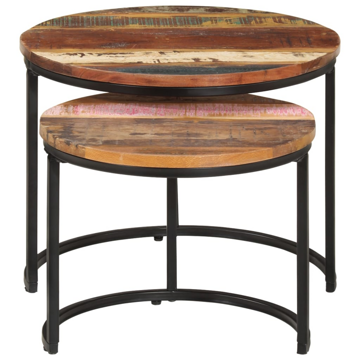 Boho Aesthetic Nesting Tables 2 pcs Solid Reclaimed Wood | Biophilic Design Airbnb Decor Furniture 