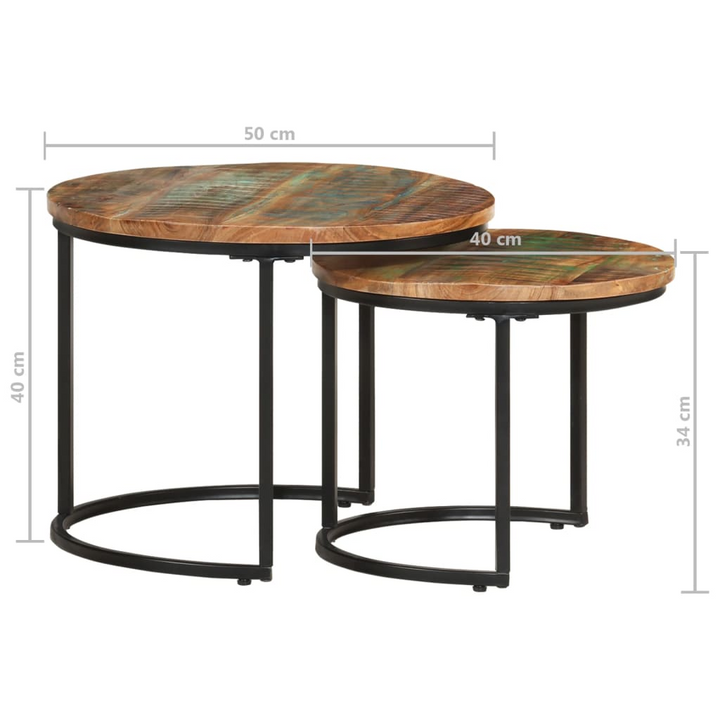 Boho Aesthetic Nesting Tables 2 pcs Solid Reclaimed Wood | Biophilic Design Airbnb Decor Furniture 