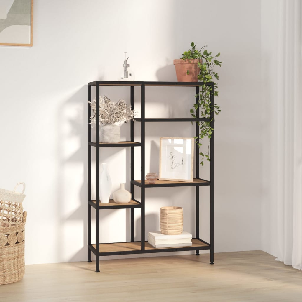Boho Aesthetic Book Shelf 31.5"x11.8"x47.2" Steel and Engineered Wood | Biophilic Design Airbnb Decor Furniture 