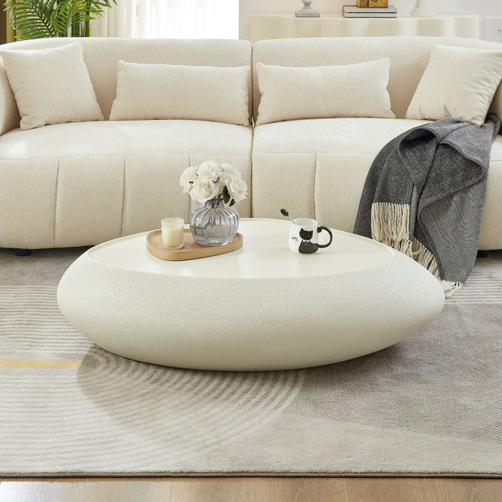 Buy farmhouse furniture Opaline Stone Coffee Table | Modern Minimalist Oval Fiberglass | Farmhouse Living Room - Modern Cottage Farmhouse Furniture