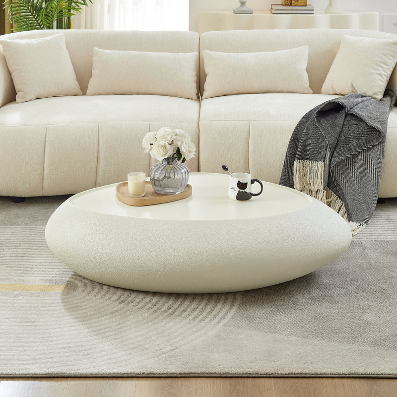 Buy farmhouse furniture Opaline Stone Coffee Table | Modern Minimalist Oval Fiberglass | Farmhouse Living Room - Modern Cottage Farmhouse Furniture