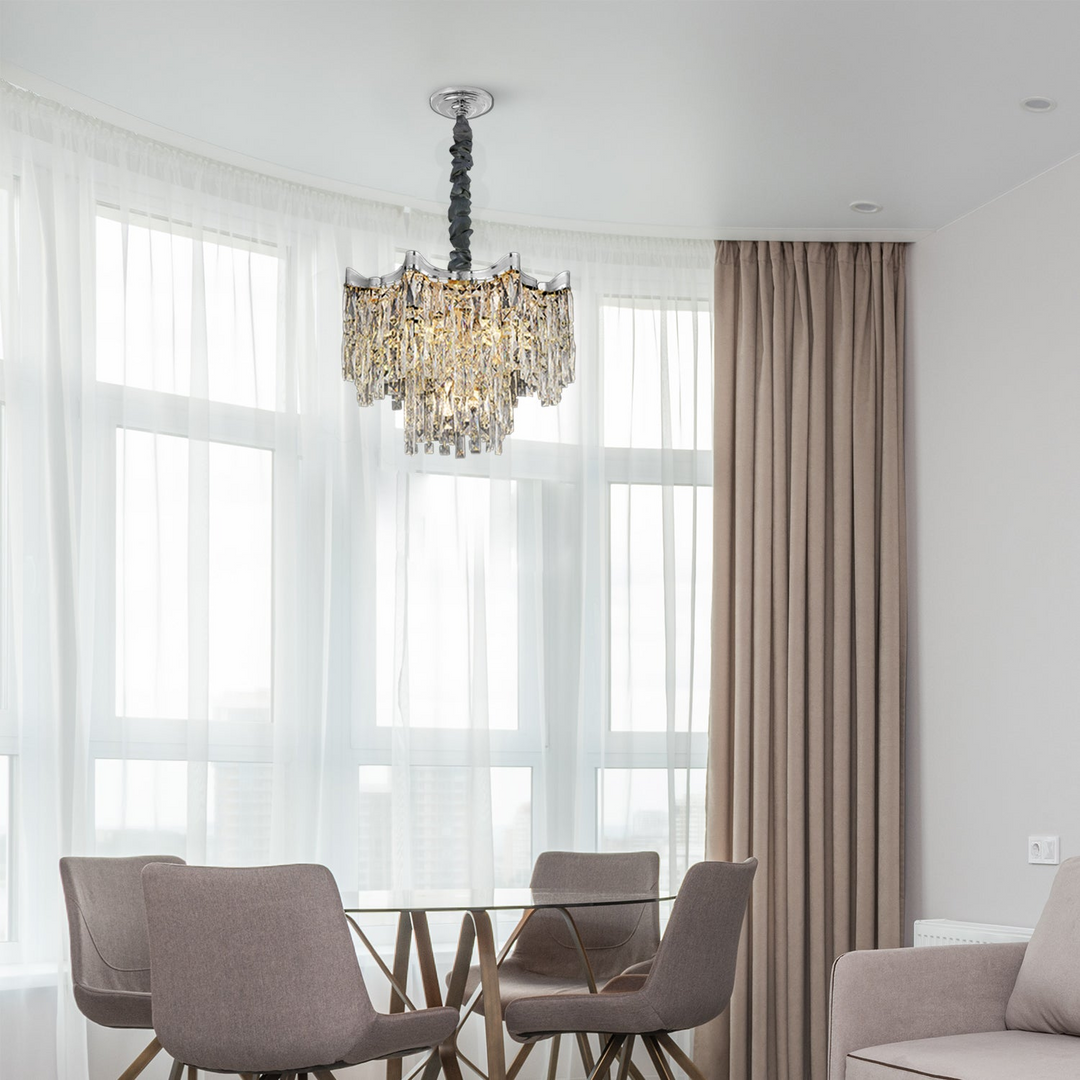 Boho Aesthetic Hanging Crystal Chandelier Living Room Lighting Luxury | Biophilic Design Airbnb Decor Furniture 