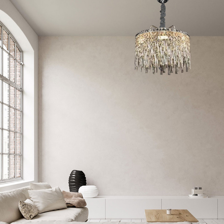 Boho Aesthetic Modern Crystal Water Drop Hanging Suspension Chandelier | Biophilic Design Airbnb Decor Furniture 