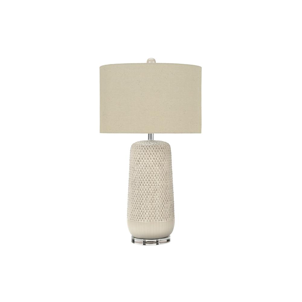 Boho Aesthetic Lighting, 31"H, Table Lamp, Cream Ceramic, Beige Shade, Contemporary | Biophilic Design Airbnb Decor Furniture 