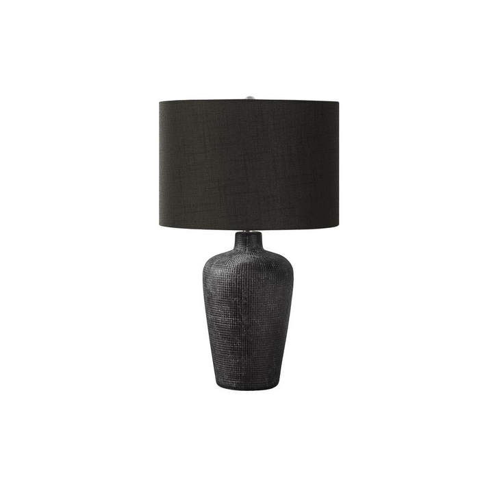 Boho Aesthetic Lighting, Table Lamp, 24"H, Black Ceramic, Black Shade, Contemporary | Biophilic Design Airbnb Decor Furniture 