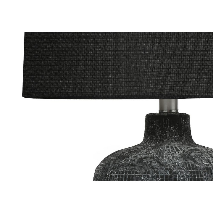 Boho Aesthetic Lighting, Table Lamp, 24"H, Black Ceramic, Black Shade, Contemporary | Biophilic Design Airbnb Decor Furniture 