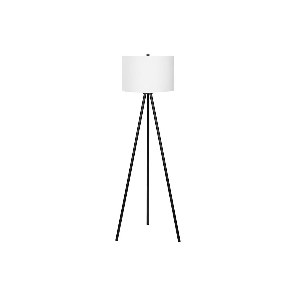 Boho Aesthetic Lighting, 63"H, Floor Lamp, Black Metal, Ivory / Cream Shade, Contemporary | Biophilic Design Airbnb Decor Furniture 