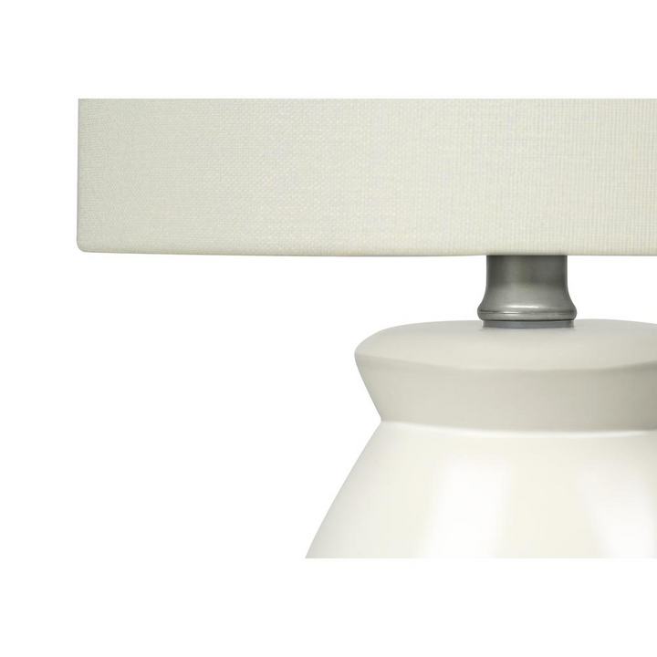 Boho Aesthetic Contemporary Modern Mid Century Table Lamp, Cream Ceramic, Ivory / Cream Shade, Modern | Biophilic Design Airbnb Decor Furniture 
