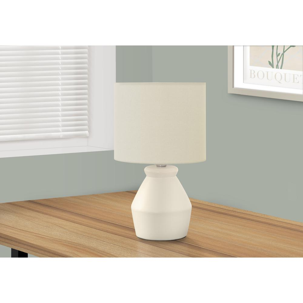 Boho Aesthetic Lighting, 17"H, Table Lamp, Cream Ceramic, Ivory / Cream Shade, Modern | Biophilic Design Airbnb Decor Furniture 
