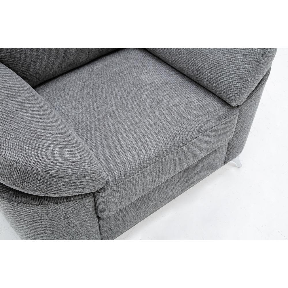 Boho Aesthetic Villanelle Light Gray Linen Chair with Chrome Finish Legs | Biophilic Design Airbnb Decor Furniture 