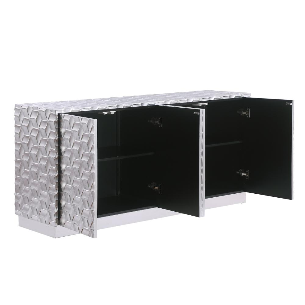 Boho Aesthetic Ferdi 65" Silver Sideboard Buffet Cabinet | Biophilic Design Airbnb Decor Furniture 