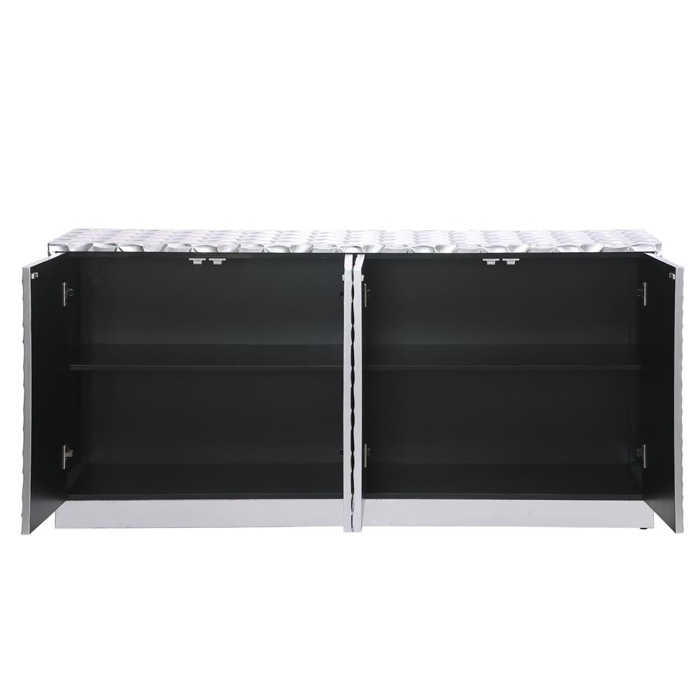 Boho Aesthetic Ferdi 65" Silver Sideboard Buffet Cabinet | Biophilic Design Airbnb Decor Furniture 