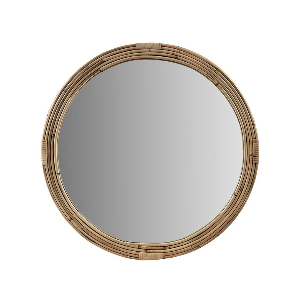 Buy farmhouse furniture Natural Rattan Round Wall Mirror - Modern Cottage Farmhouse Furniture
