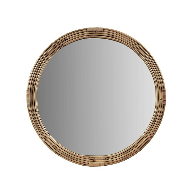 Buy farmhouse furniture Natural Rattan Round Wall Mirror - Modern Cottage Farmhouse Furniture