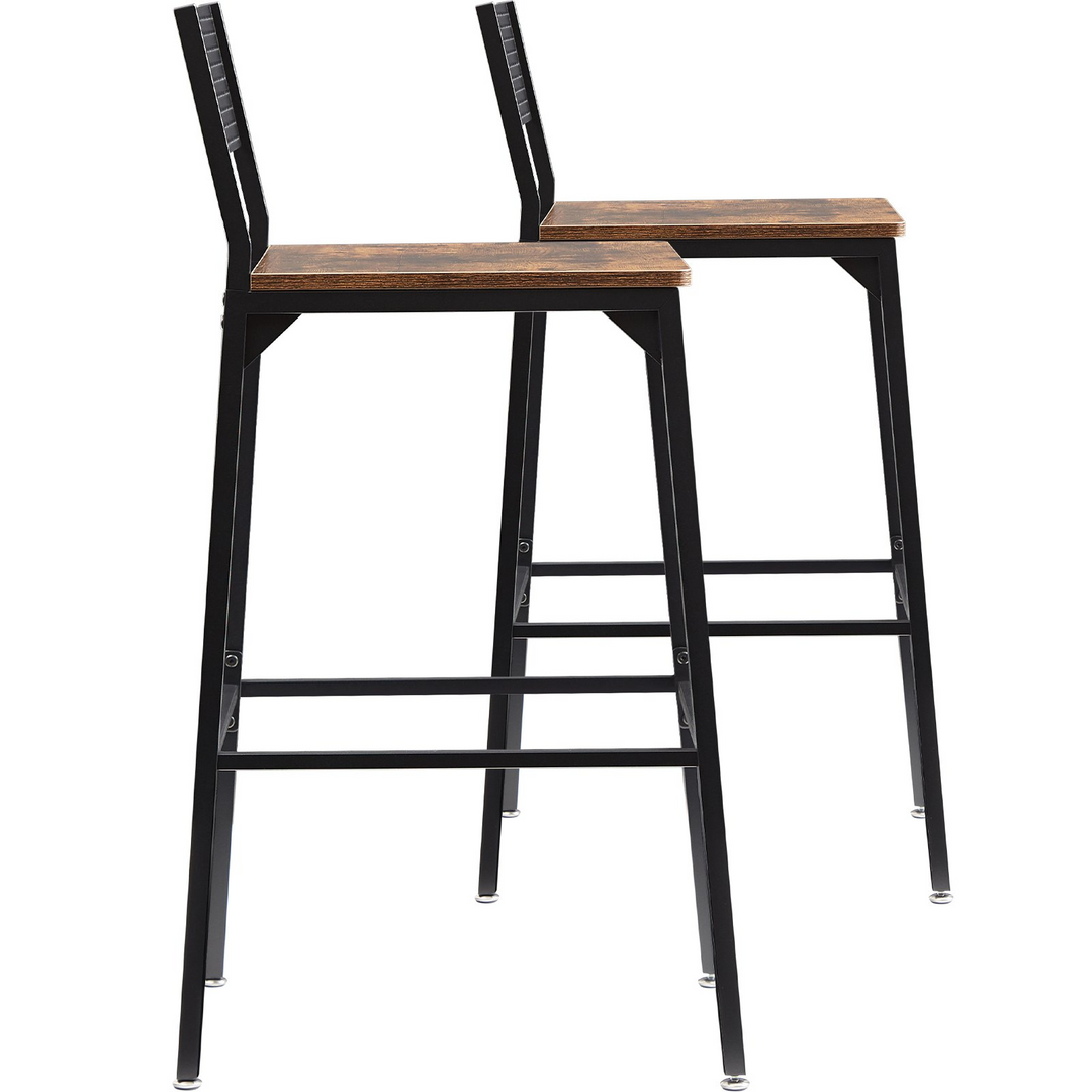 Boho Aesthetic Rustic Bar Stools Counter Height Square Bar Chairs with Backrest 29 2 Set | Biophilic Design Airbnb Decor Furniture 