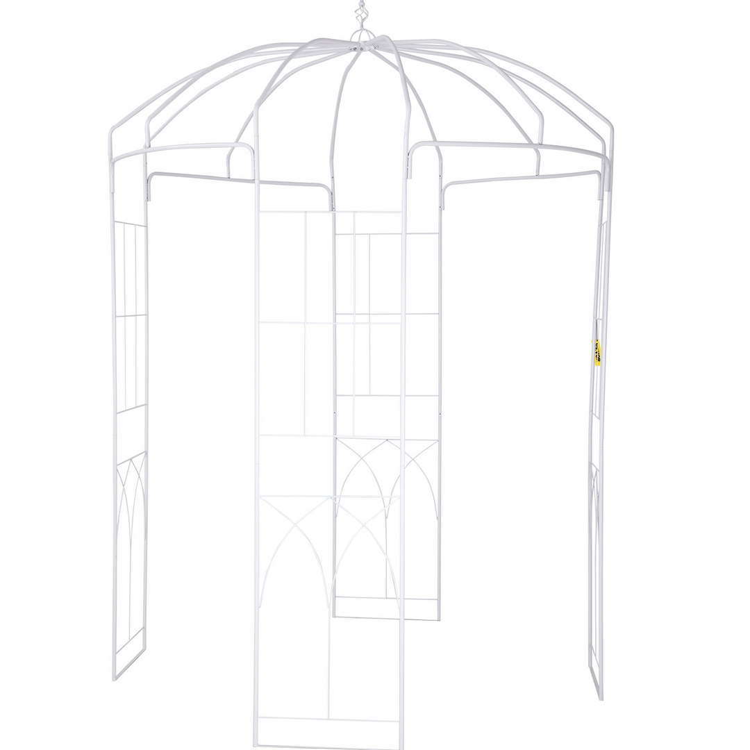 Boho Aesthetic VEVOR Birdcage Shape Garden Arbor, 9' High x 6.6' Wide, Heavy Duty Wrought Iron Arbor, Wedding Arch Trellis for Climbing Vines in Outdoor Garden, Lawn, Backyard, Patio, White | Biophilic Design Airbnb Decor Furniture 