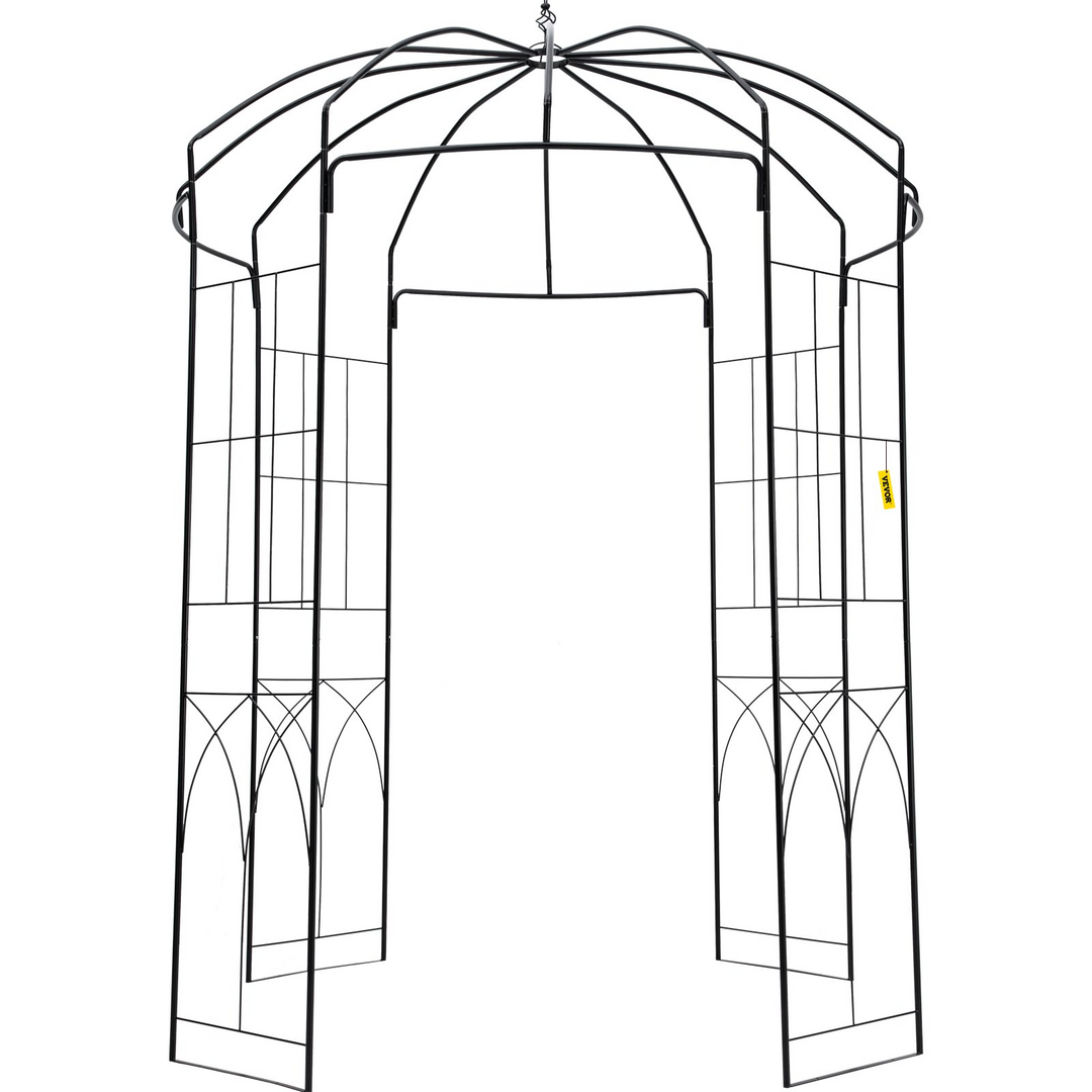 Boho Aesthetic VEVOR Birdcage Shape Garden Arbor,8' High x 5.2' Wide, Heavy Duty Wrought Iron Arbor, Wedding Arch Trellis for Climbing Vines in Outdoor Garden, Lawn, Backyard, Patio, Black | Biophilic Design Airbnb Decor Furniture 