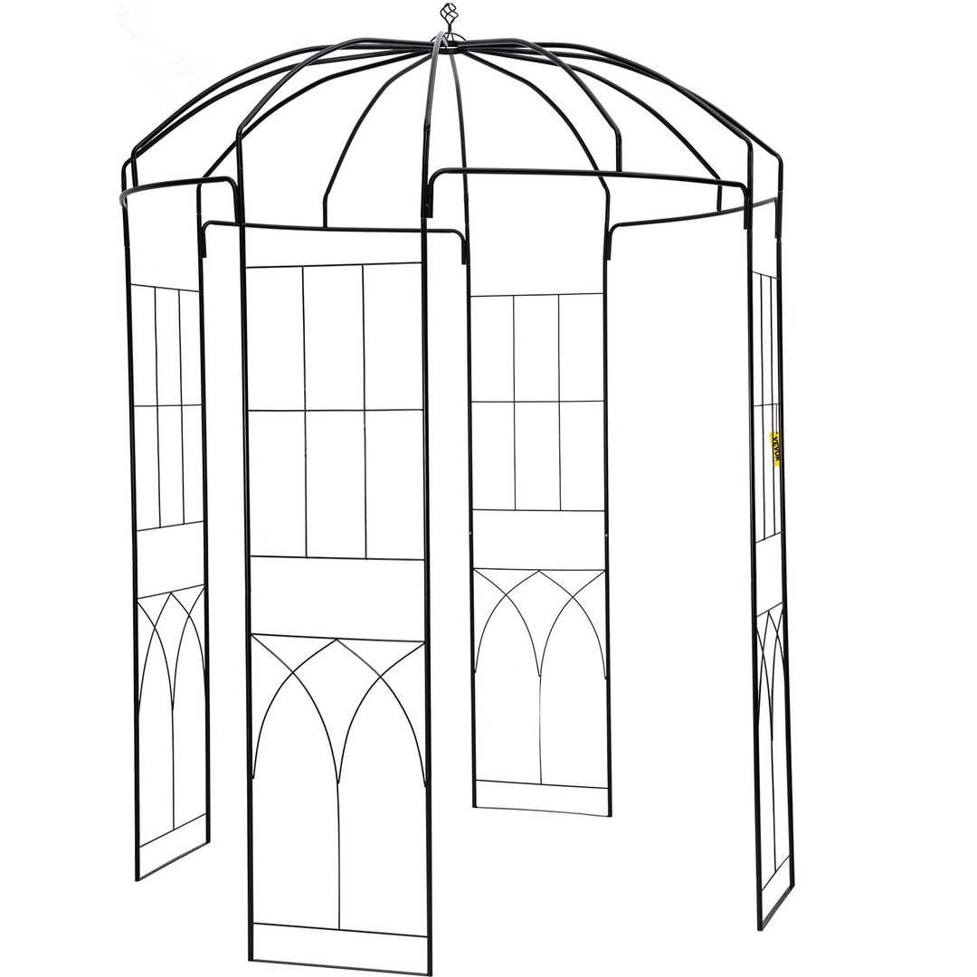 Boho Aesthetic VEVOR Birdcage Shape Garden Arbor,8' High x 5.2' Wide, Heavy Duty Wrought Iron Arbor, Wedding Arch Trellis for Climbing Vines in Outdoor Garden, Lawn, Backyard, Patio, Black | Biophilic Design Airbnb Decor Furniture 