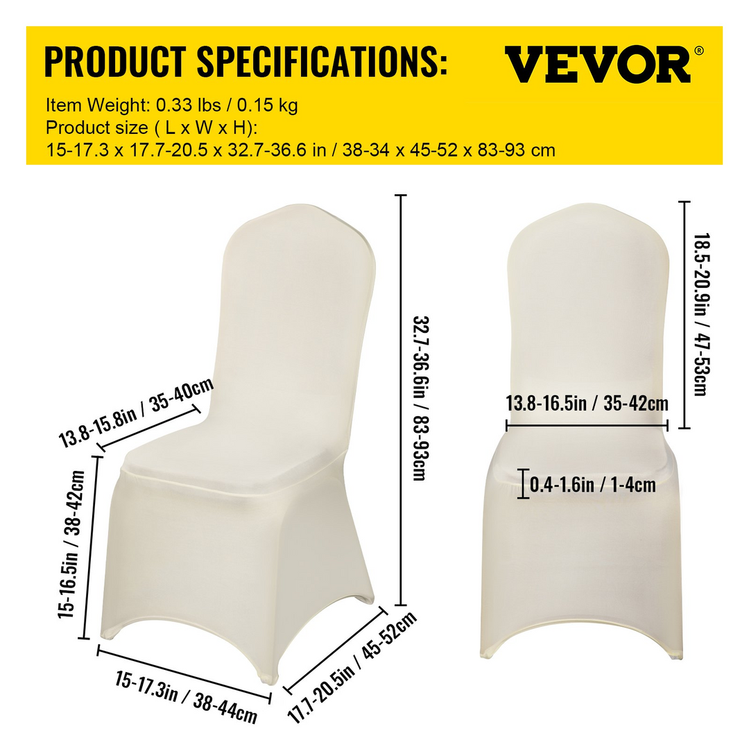 Boho Aesthetic VEVOR 100 PCS Ivory Chair Covers Polyester Spandex Chair Cover Stretch Slipcovers for Wedding Party Dining Banquet Chair Flat-Front Covers | Biophilic Design Airbnb Decor Furniture 