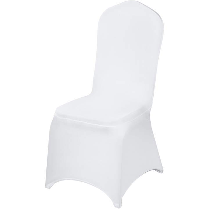 Boho Aesthetic VEVOR 150 Pcs White Chair Covers Polyester Spandex Chair Cover Stretch Slipcovers for Wedding Party Dining Banquet Flat-Front Chair Cover | Biophilic Design Airbnb Decor Furniture 