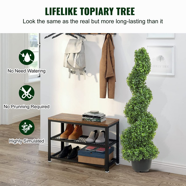 Boho Aesthetic VEVOR 2 pcs. Artificial Boxwood Tower Topiary Spiral Artificial Plant 91cm high Decorative Plant Green Plastic PE Iron Topiary Plants incl. 10 pcs. Replacement Leaves | Biophilic Design Airbnb Decor Furniture 