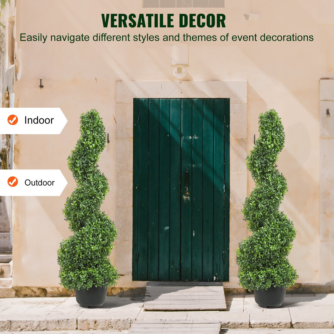 Boho Aesthetic VEVOR 2 pcs. Artificial Boxwood Tower Topiary Spiral Artificial Plant 91cm high Decorative Plant Green Plastic PE Iron Topiary Plants incl. 10 pcs. Replacement Leaves | Biophilic Design Airbnb Decor Furniture 