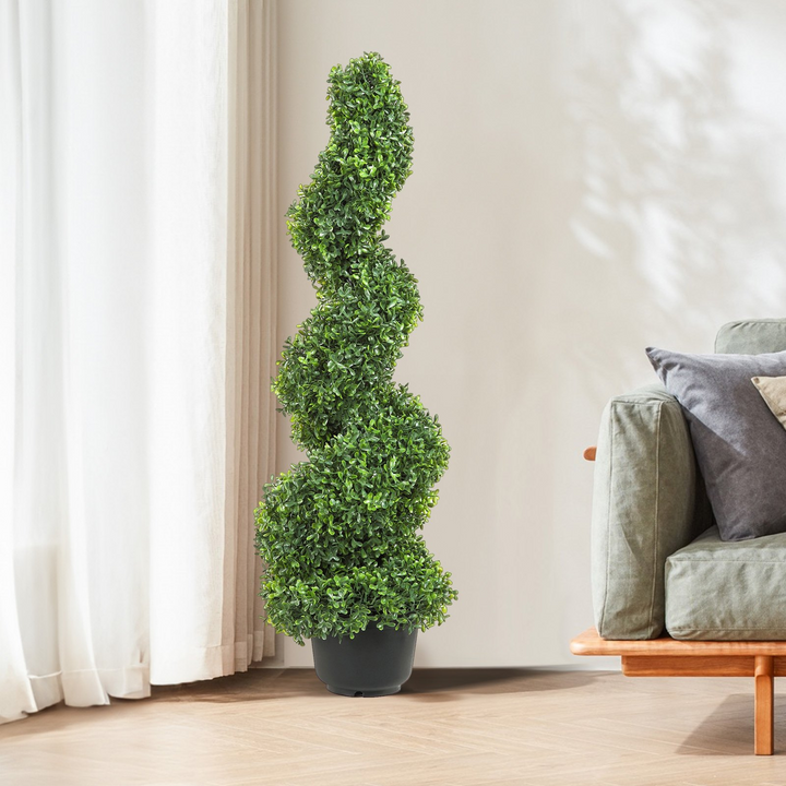 Boho Aesthetic VEVOR 2 pcs. Artificial Boxwood Tower Topiary Spiral Artificial Plant 91cm high Decorative Plant Green Plastic PE Iron Topiary Plants incl. 10 pcs. Replacement Leaves | Biophilic Design Airbnb Decor Furniture 