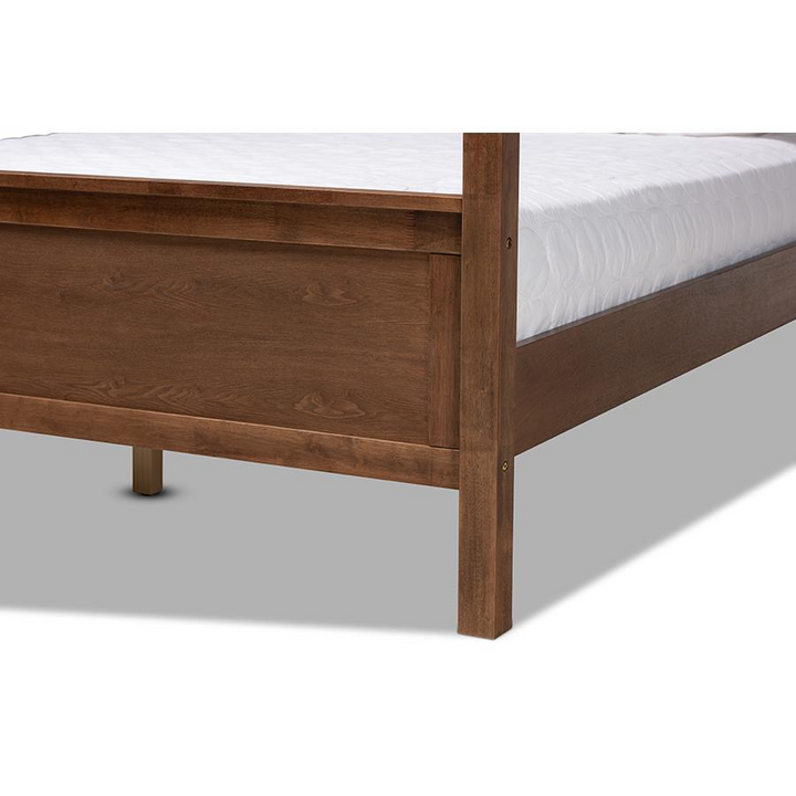 Boho Aesthetic Walnut Brown Sustainable and Eco-friendly King Size Modern Canopy Bed | Biophilic Design Airbnb Decor Furniture 