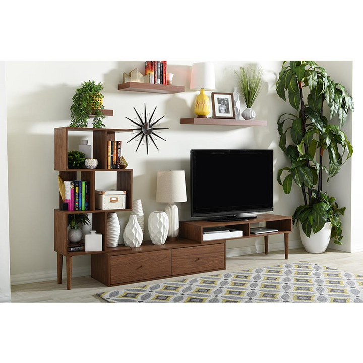 Boho Aesthetic TV Stand Entertainment Center and Display Unit | Biophilic Design Airbnb Decor Furniture 