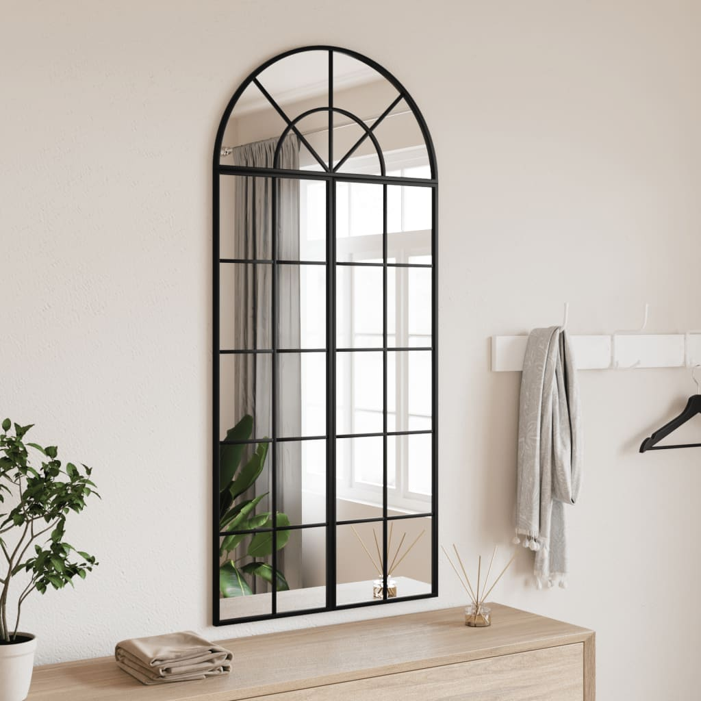 Boho Aesthetic Large Arch Iron Elegant Black Wall Mirror | Biophilic Design Airbnb Decor Furniture 