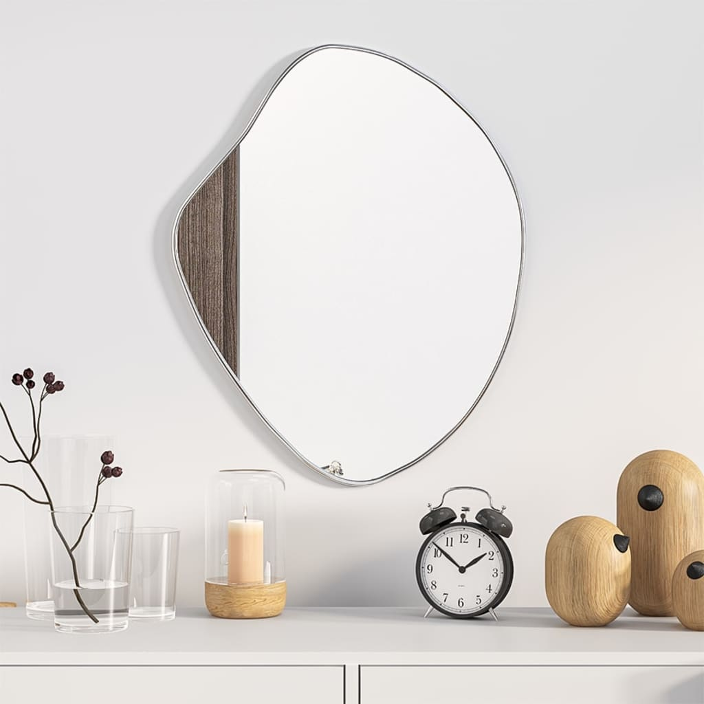Boho Aesthetic vidaXL Wall Mirror Silver 19.7"x15.7" | Biophilic Design Airbnb Decor Furniture 
