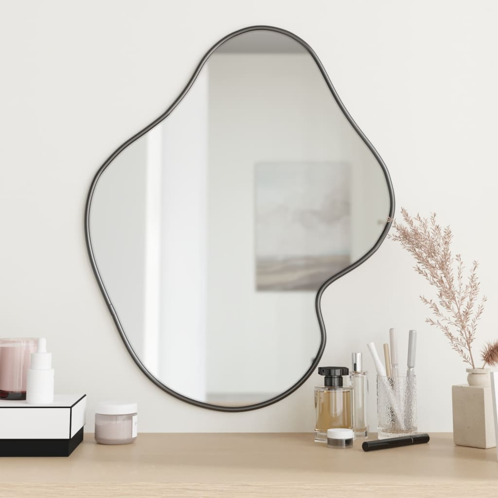 Boho Aesthetic vidaXL Wall Mirror Black 23.6"x19.7" | Biophilic Design Airbnb Decor Furniture 