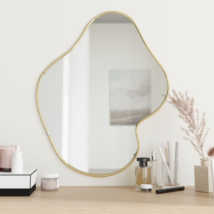 Boho Aesthetic The Reims | Irregular Gold Framed Wall Mirror Gold 23.6" x 19.7" | Biophilic Design Airbnb Decor Furniture 
