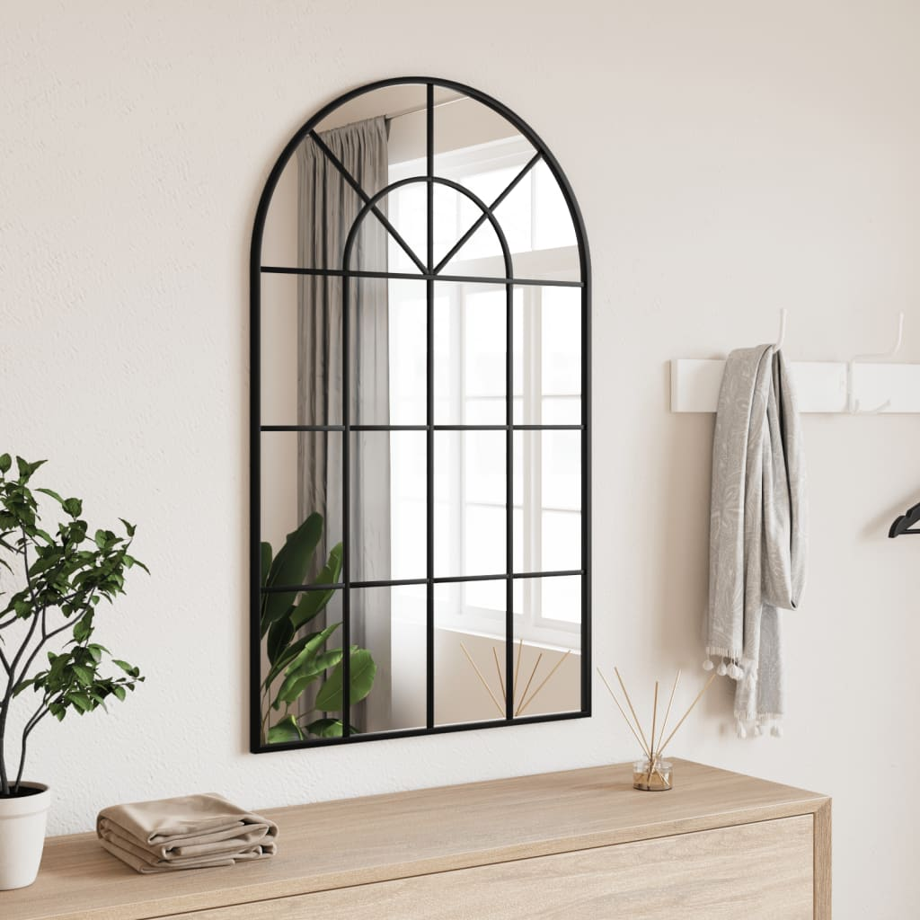 Boho Aesthetic Le Caen | Large Black Arch Grid Wall Mirror 23.6"x39.4" Arch Iron | Biophilic Design Airbnb Decor Furniture 
