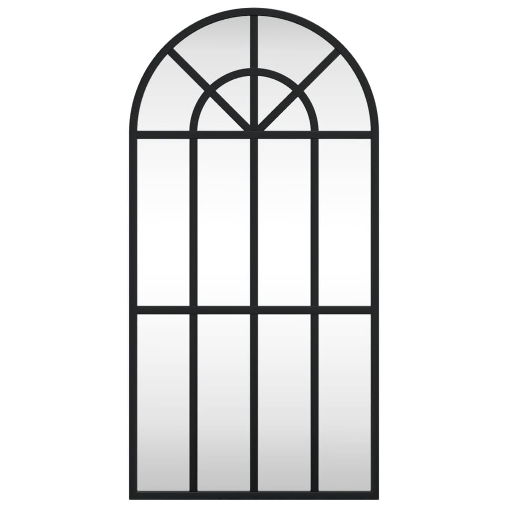 Boho Aesthetic Black Framed Arch Iron Grid Wall Accent Mirror | Biophilic Design Airbnb Decor Furniture 