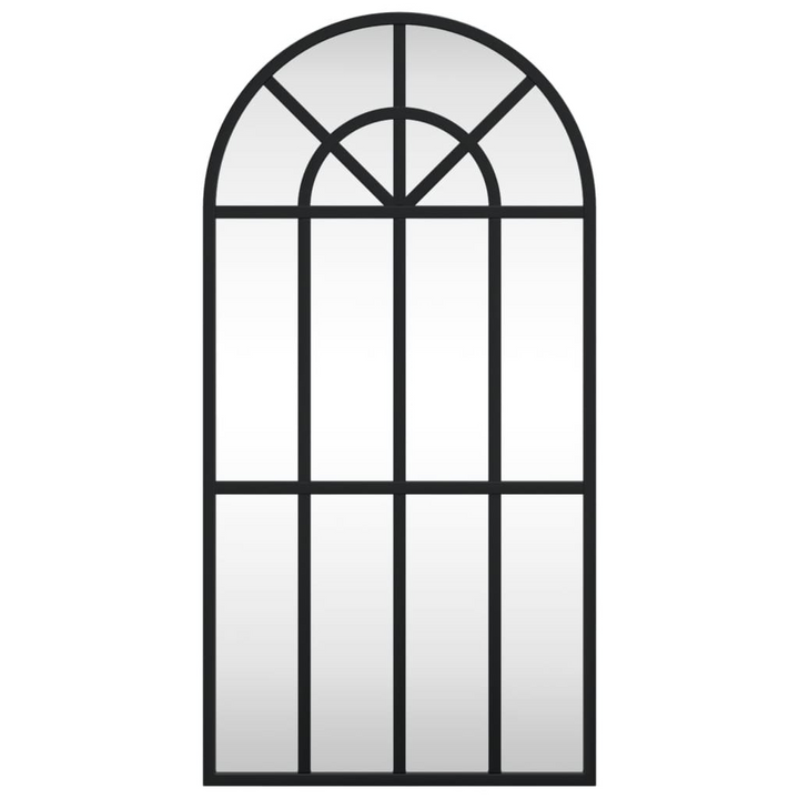 Boho Aesthetic Black Framed Arch Iron Grid Wall Accent Mirror | Biophilic Design Airbnb Decor Furniture 