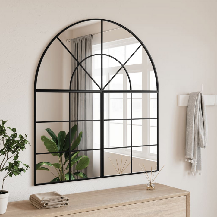 Boho Aesthetic Le Caen | Black Grid Wall Mirror  23.6"x39.4" Rectangle Iron | Biophilic Design Airbnb Decor Furniture 