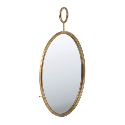 Boho Aesthetic 22" x 28" Circle Wall Mirror with Gold Iron Frame, Accent Mirror for Living Room, Entryway, Office | Biophilic Design Airbnb Decor Furniture 