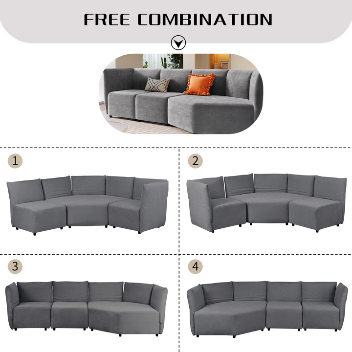 Boho Aesthetic Stylish Sofa Set with Polyester Upholstery with Adjustable Back with Free Combination for Living Room | Biophilic Design Airbnb Decor Furniture 