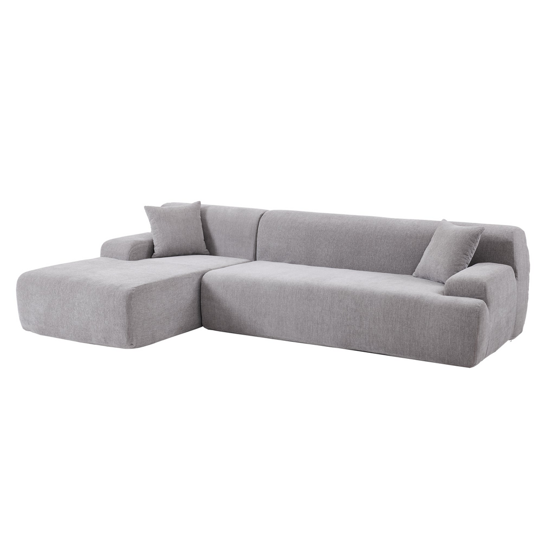 Boho Aesthetic De La Loire | Modern Gray Large Italian L-Shape Modular Sectional Sofa for Living Room | Biophilic Design Airbnb Decor Furniture 