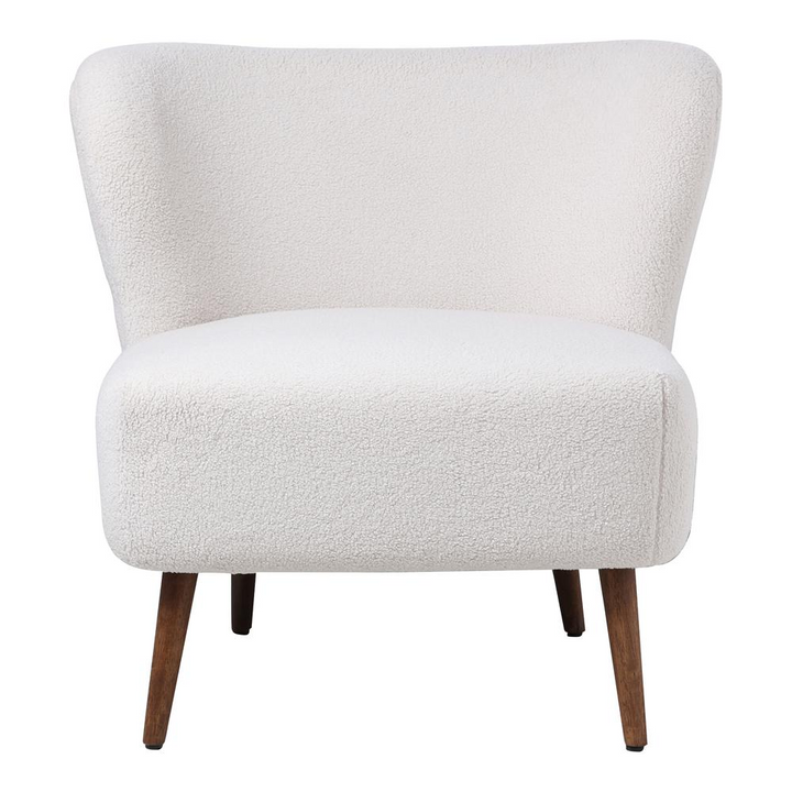 Boho Aesthetic Modern Luxury Accent Chair Vegan Shearling Cream | Biophilic Design Airbnb Decor Furniture 