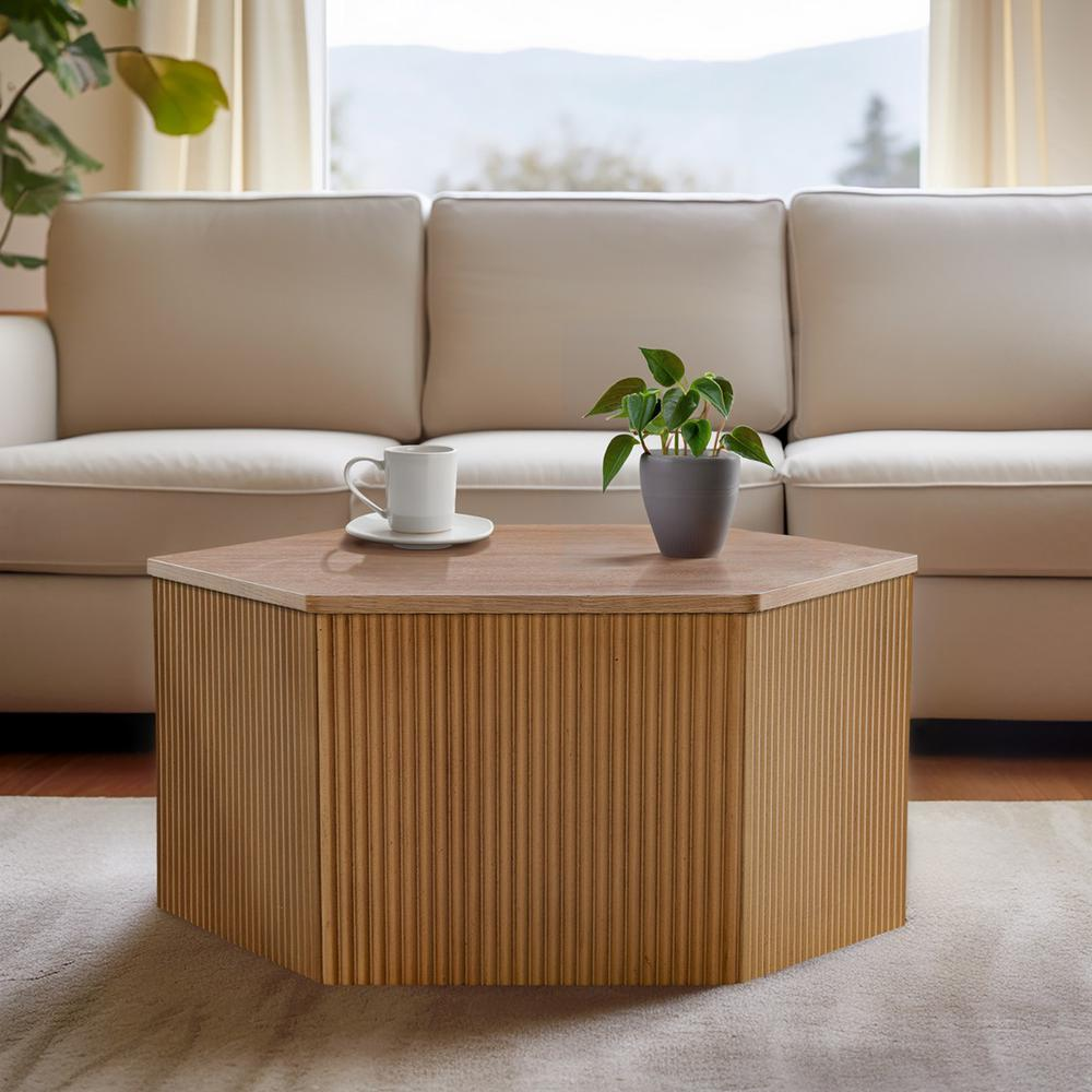 Boho Aesthetic The St. Tropez | Modern Boho Luxury Hexagon Coffee Table | Biophilic Design Airbnb Decor Furniture 