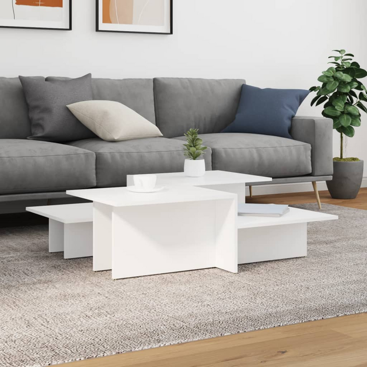 Boho Aesthetic vidaXL Coffee Tables 2 pcs White Engineered Wood | Biophilic Design Airbnb Decor Furniture 