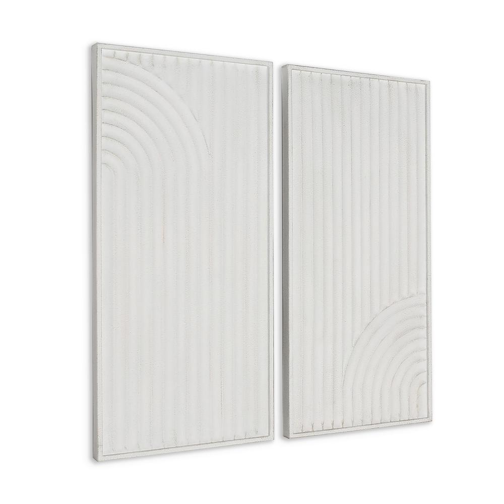 Boho Aesthetic Modern Mid Century Contemporary Miniamlist White Set of 2 Metal Wall Decor | Biophilic Design Airbnb Decor Furniture 