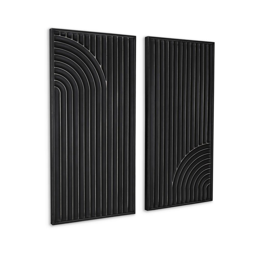 Boho Aesthetic Modern Contemporary Minimalist Black Set of 2 Metal Wall Decor | Biophilic Design Airbnb Decor Furniture 