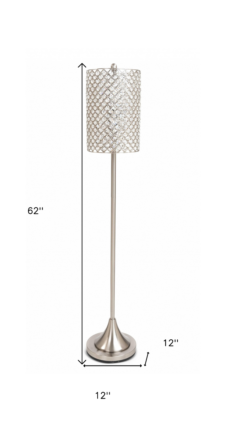 Boho Aesthetic "62"" Drum Shade Crystal Bead Metal Floor Lamp" | Biophilic Design Airbnb Decor Furniture 
