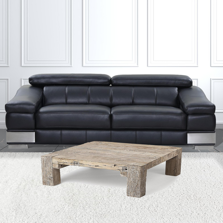 Boho Aesthetic "48"" Natural Rectangular Distressed Coffee Table" | Biophilic Design Airbnb Decor Furniture 