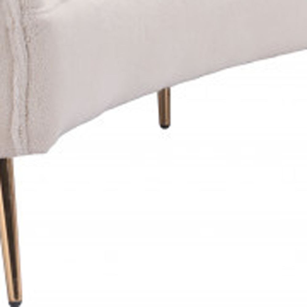Boho Aesthetic La Lille | Designer Luxury White Polyester Blend And Gold Sofa | Biophilic Design Airbnb Decor Furniture 